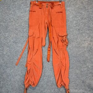 Vintage Miss Me Corduroy Cargo Flight Paratrooper Pants Womens Large Belted Y2K